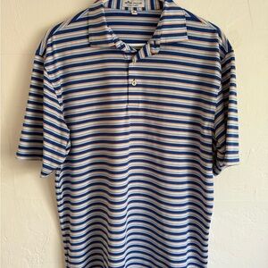 Peter Millar Navy and White Striped Polo Shirt